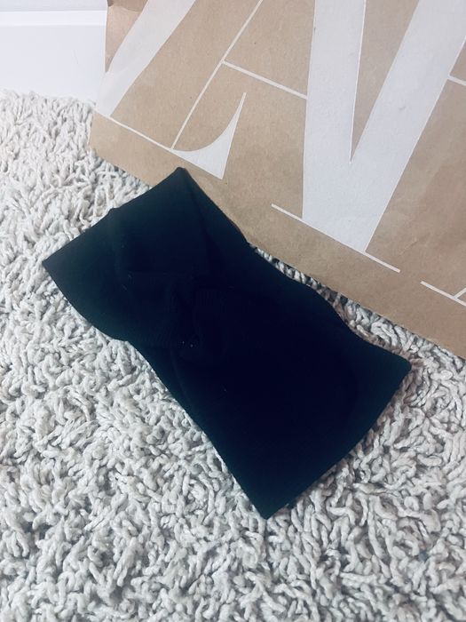 Czarna opaska na glowe damska w prazki