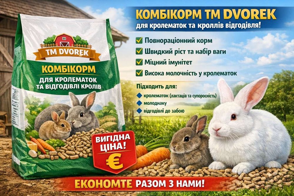 Гранула для кроликів від 20-170днів