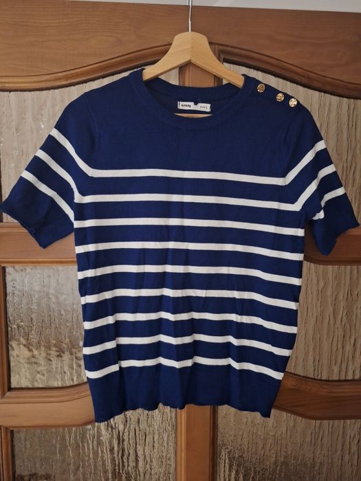 Sweter krótki rękaw paski L Sinsay