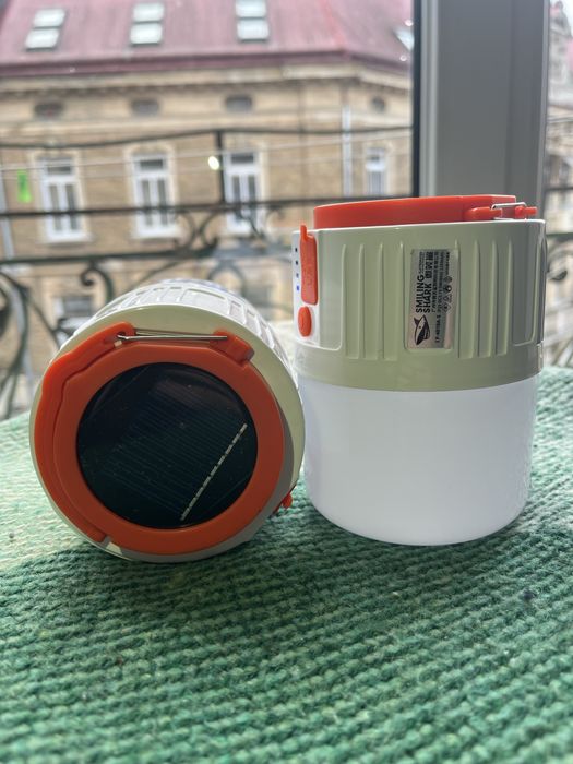 Лампа акумуляторна з ліхтарем та Power Bank з сонячною панелю нічник