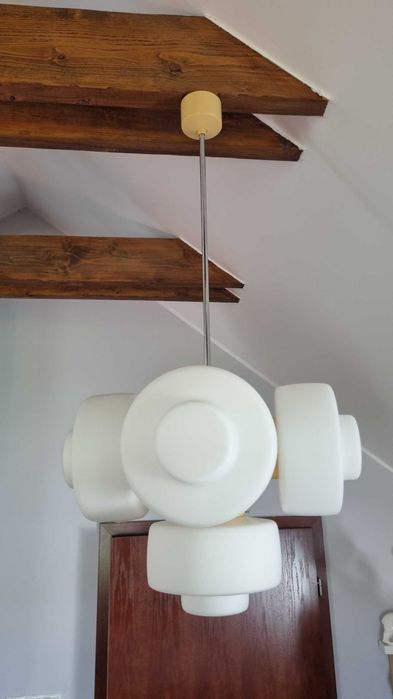 Lampa wisząca Space Age szkło opalowe J. Hůrka, Napako Czechosłowacja