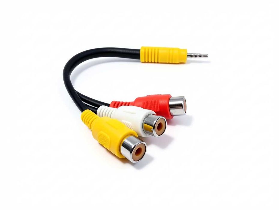 F244 Adapter Audio Wideo AV Jack 3,5 mm 4 Pin Na 3x RCA Cinch Żeńskie Przejściówka Kabel 20 cm Do Telewizora Kamery Dekodera Odtwarzacza RTV Mini TV