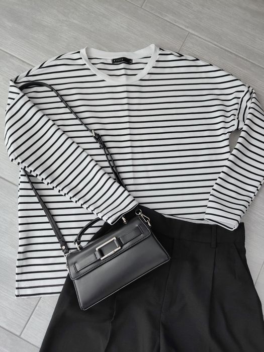 Bluzka w paski Mohito xS 34 lekka bluza z wiskozą longsleeve basic