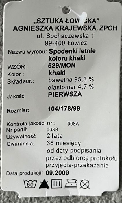 Spodenki, bielizna wojskowa 178cm