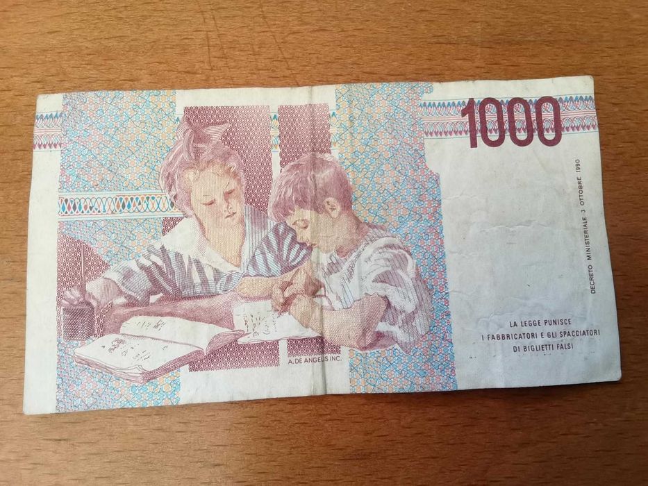 Nota Banco de Itália 1000 Lire Mille