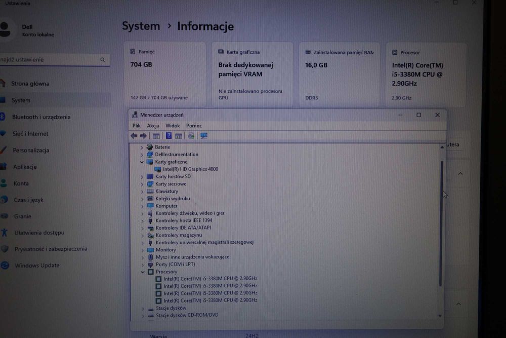 Laptop Używany Dell M6700 i5 17,3 FHD 16GB 240 SSD + 500 HDD GW FV