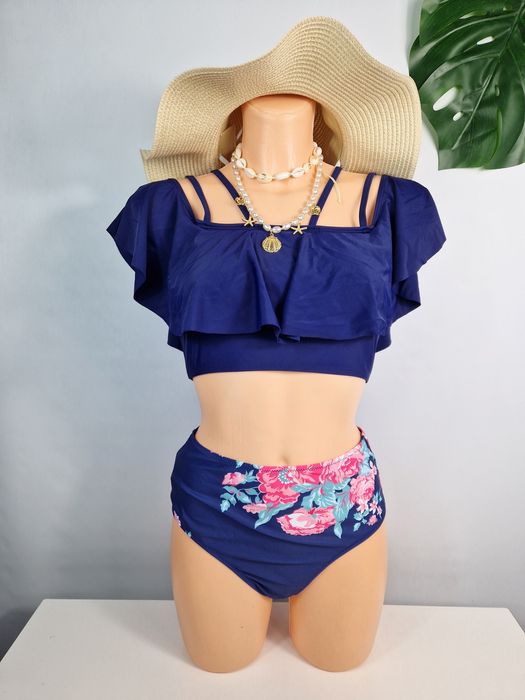 Strój kostium kąpielowy dwuczęściowy S 36 nowy granatowy hiszpanka