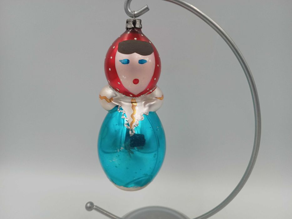 Stara bombka z PRL babuszka laleczka lala stare bombki na choinkę