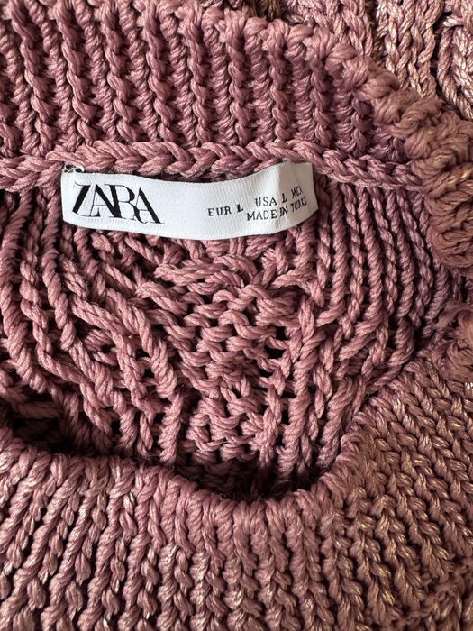 Sweter zara splot warkocze metaliczny nowy