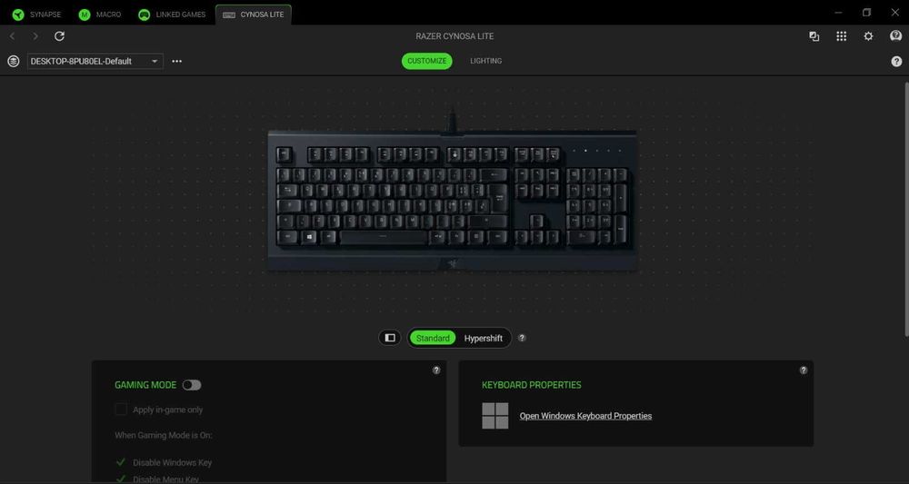 Teclado Gaming Razer Cynosa Lite RGB