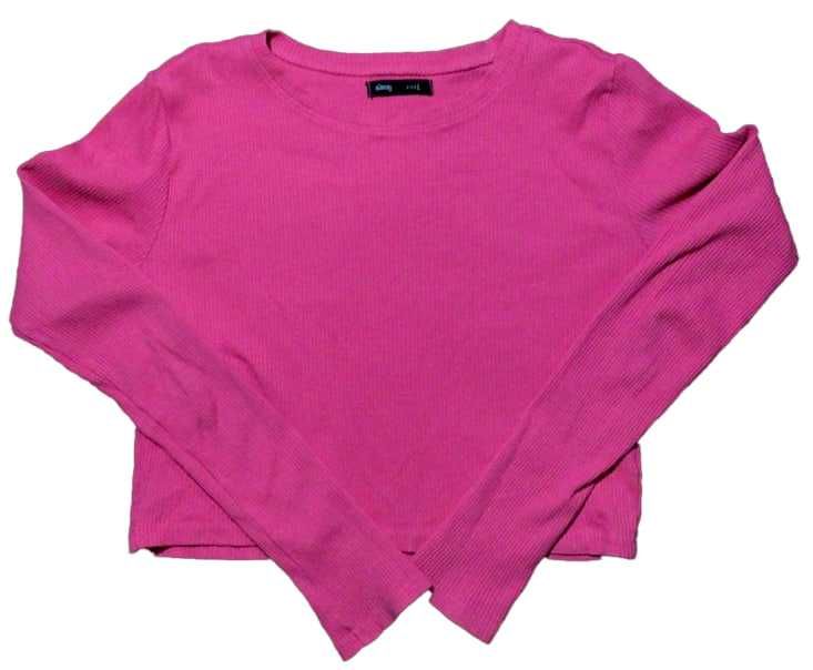 Рожевий кроп-топ Sinsay (розмір L) Лонгслів рубчик яскрава кофта