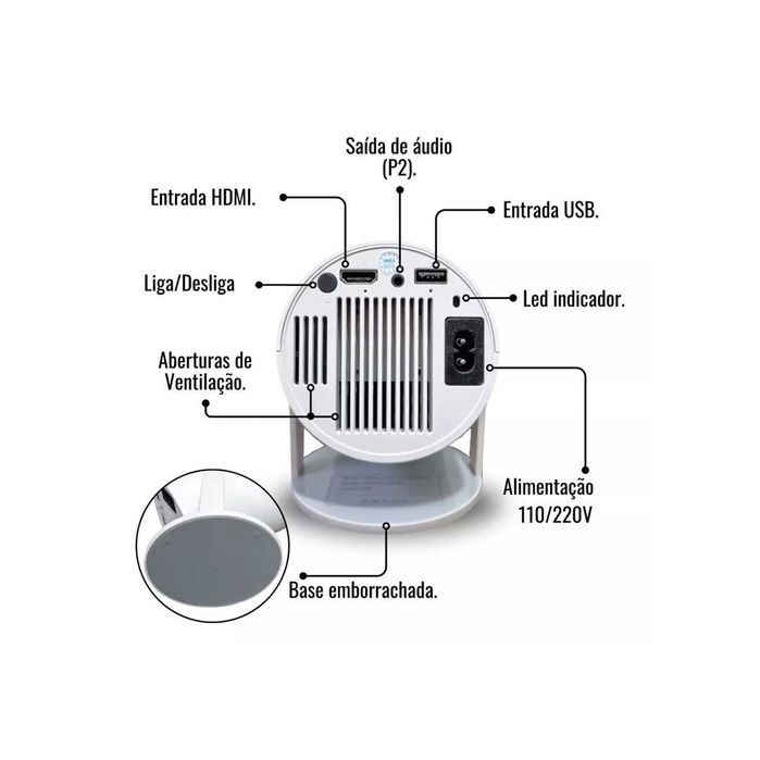 Projetor HY300 Ultra HD – Novo, Wi‑Fi + Bluetooth - Envio Gratuito