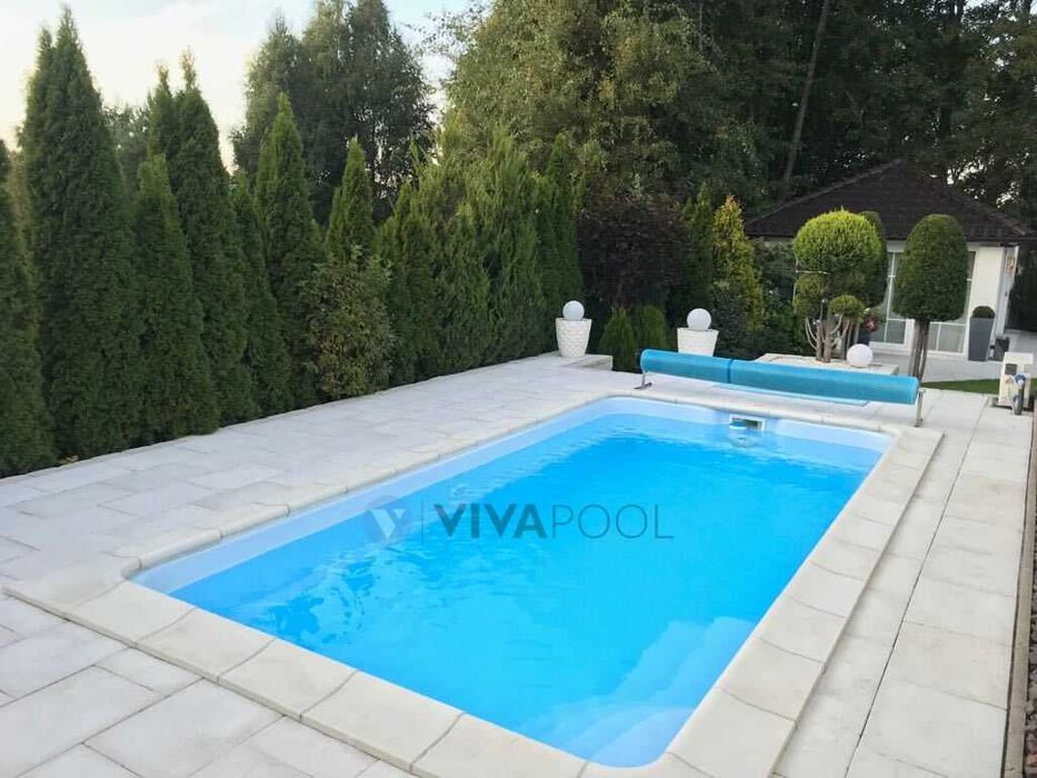 Nowoczesny basen do ogrodu VENEZIA 8,1 x 3,7 poliestrowy wkopywany