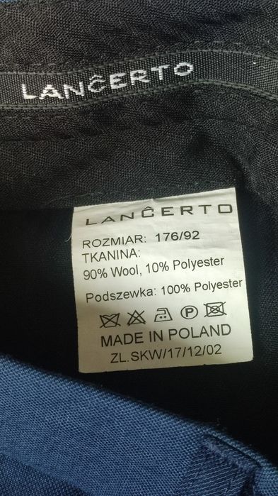 Garnitur komplet Lancerto Wełna Spodnie i marynarka klasyczny krój