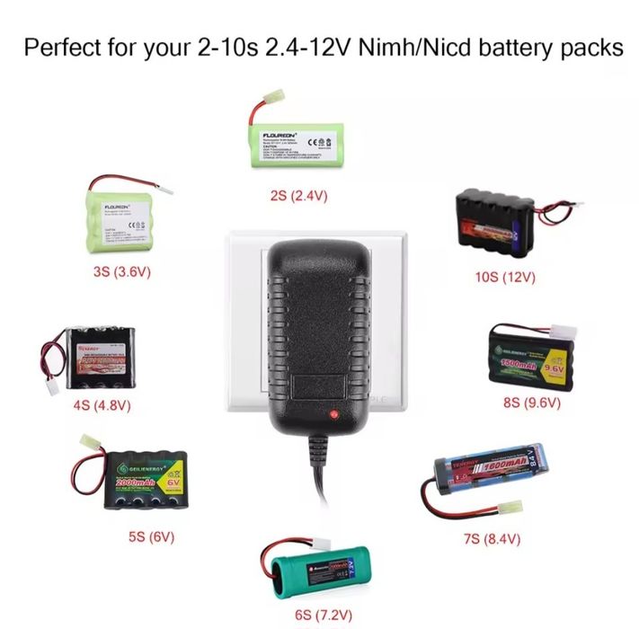Carregador bateria 2.4V a 12V
