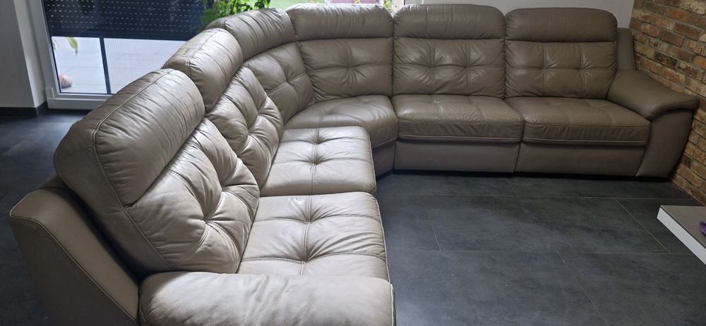 Sofa modułowa oraz fotel rozkładany ze skóry