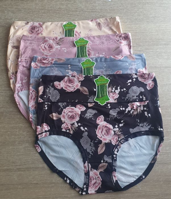 4×Damskie majtki figi z wysokim stanem 3/4XL bambusowe