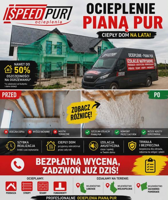 Ocieplanie pianką poddaszy  izolacje pianką natryskowe Budowa Poddasze