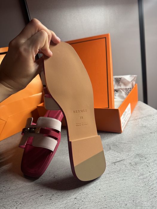 Шльопанці Hermes шльопки босоніжки жіночі шкіряні натуральні