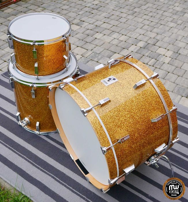 ‼️ Perkusja Sonor Phonic 22", 13", 16" Gold Sparkle Vintage ‼️