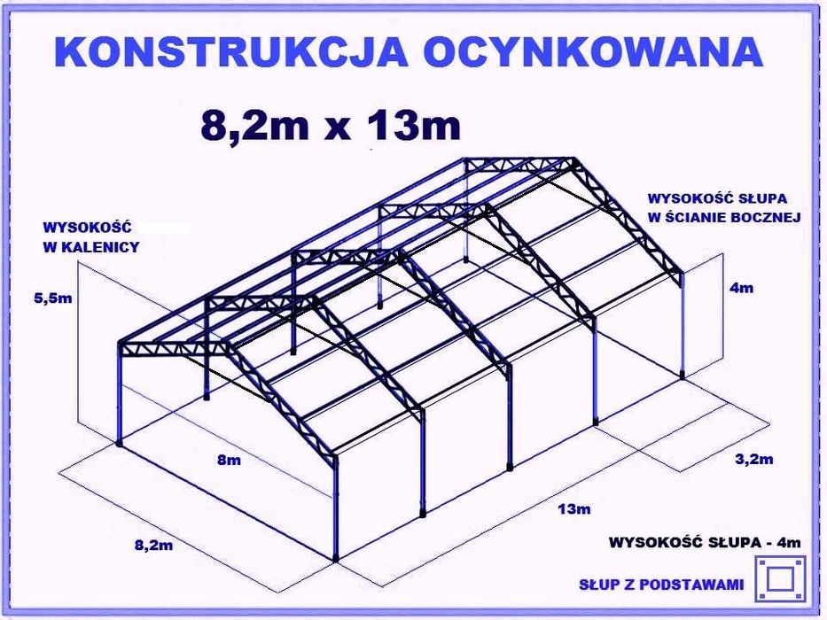 WIATA ROLNA Konstrukcja 8 x 13 Garaż Magazyn Hala rolna warsztat