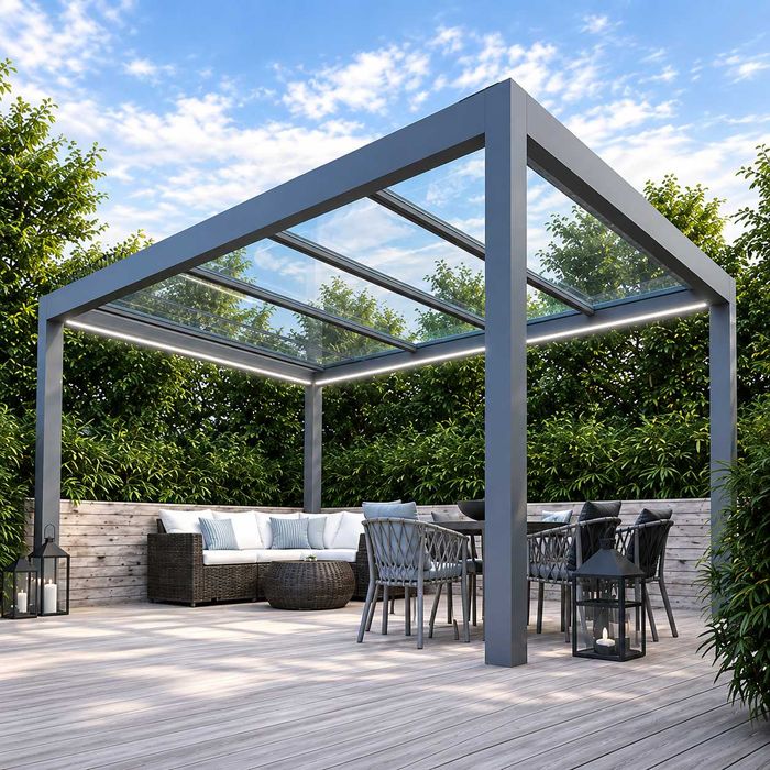 Pergola z dachem szklanym
