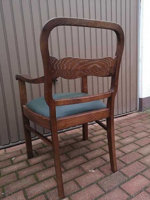 Stary Fotel Krzesło ART-DECO Dębowy Gabinetowy Antyk Po Renowacji.