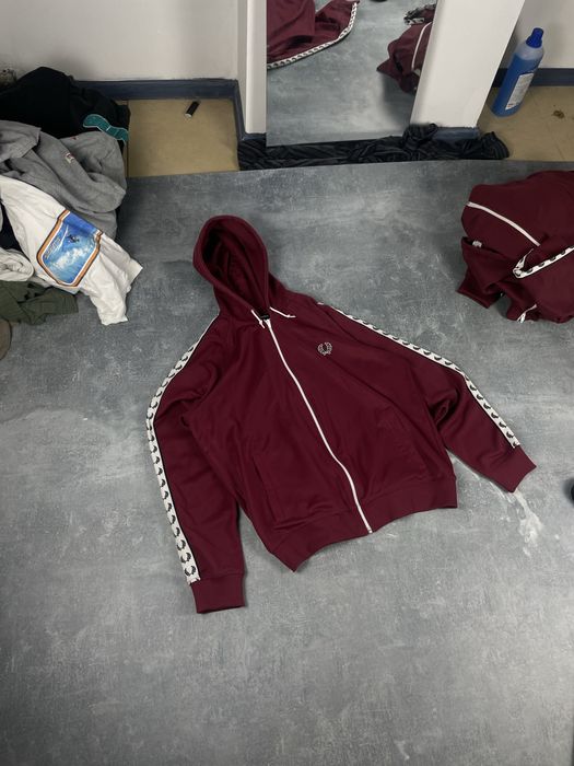 L Бордове Зіп Худі Олімпійка від бренду Fred Perry