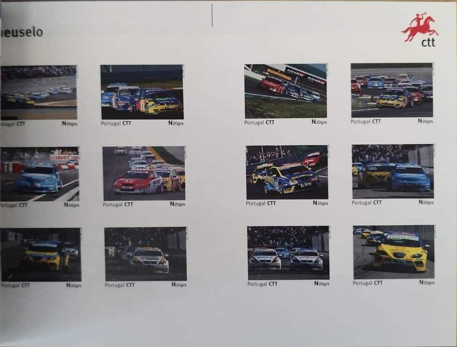 Caderneta comemorativa de 12 selos e 6 postais sobre WTCC no Estoril