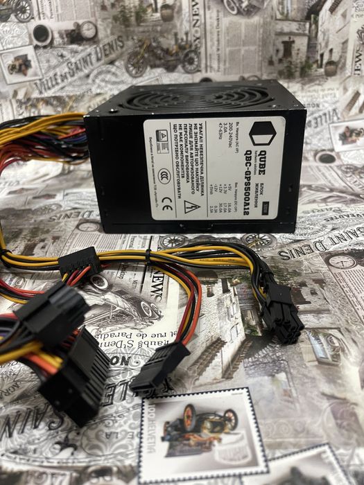 Блок питания для ПК QUBE 500W 80+ 8 pin 1 шт. (разборной 6+2 pin). C гарантией.