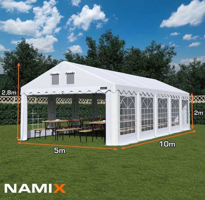 Namiot COMFORT 5x10 imprezowy handlowy altana PVC 560g/m2