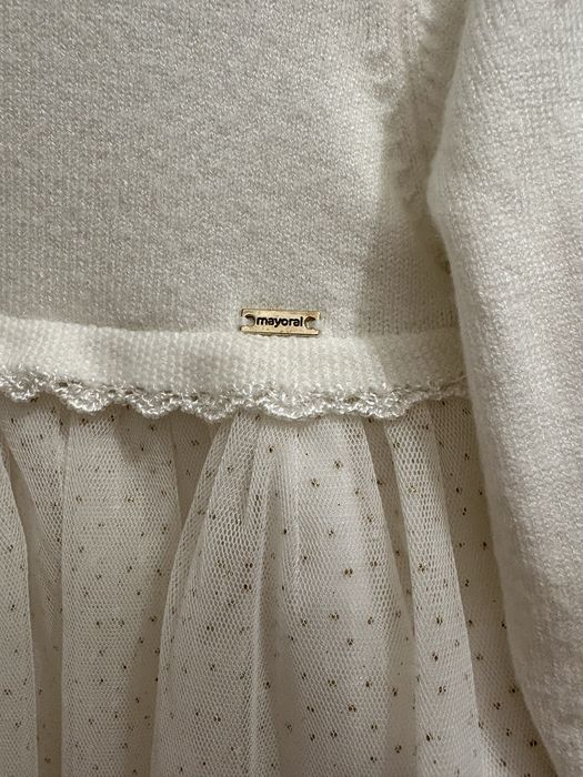 Zestaw komplet do chrztu dla dziewczynki sukienka płaszczyk Mayoral