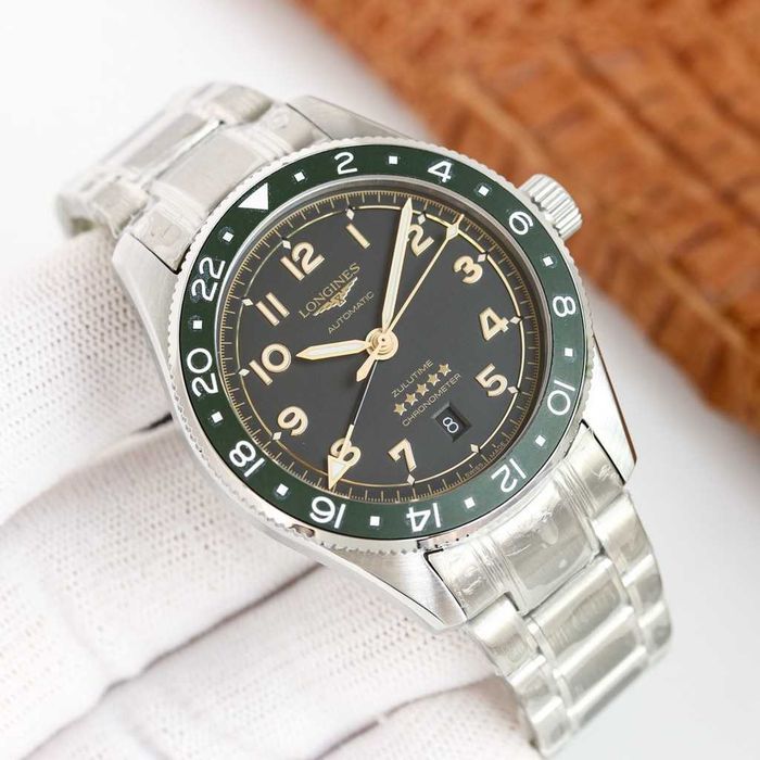 Годинник автоматичний Longines Spirit Zulu Time зелений 42мм