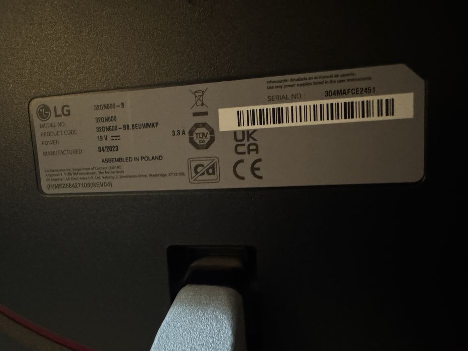 Monitor LG 32” cale 165hz 1ms QHD