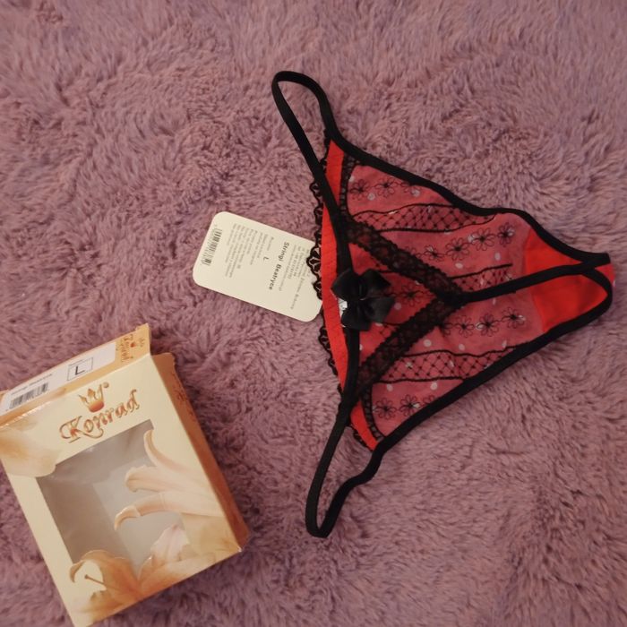 Beatrycze stringi Konrad L czerwone czarne