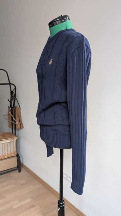 LUKE 1977 granatowy sweter 100% bawełna, kabel, lew