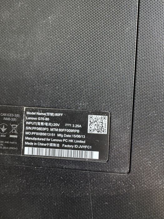 Laptop Lenovo 70-80 model  80FF  procesor i7