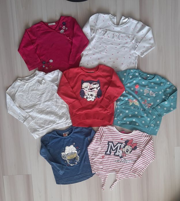 Zestaw 7szt: Bluza, sweter, bluzka r.98-104