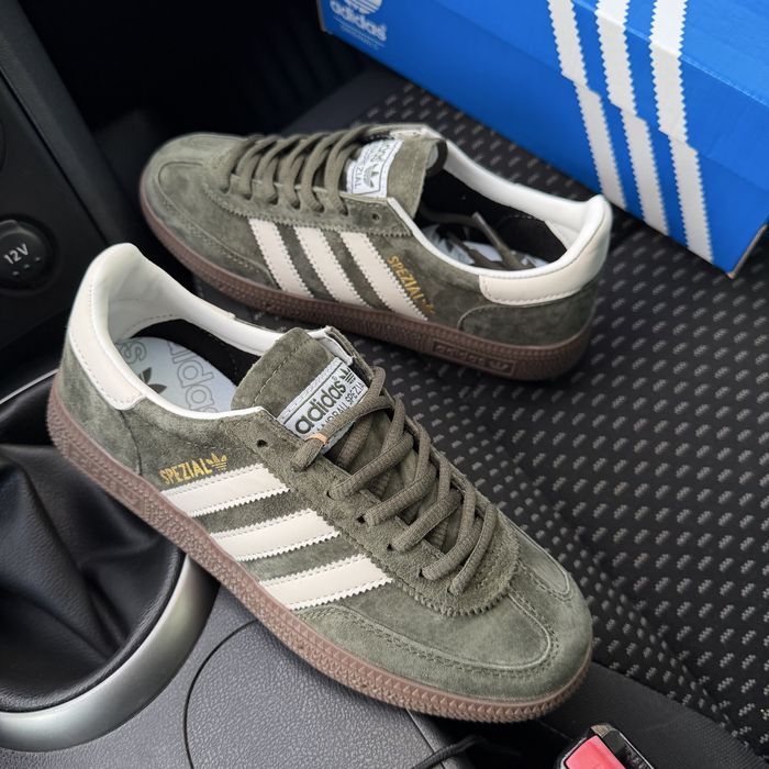 Чоловічі жіночі кросівки адідас спезиал хакі Adidas Spezial Khaki white замша