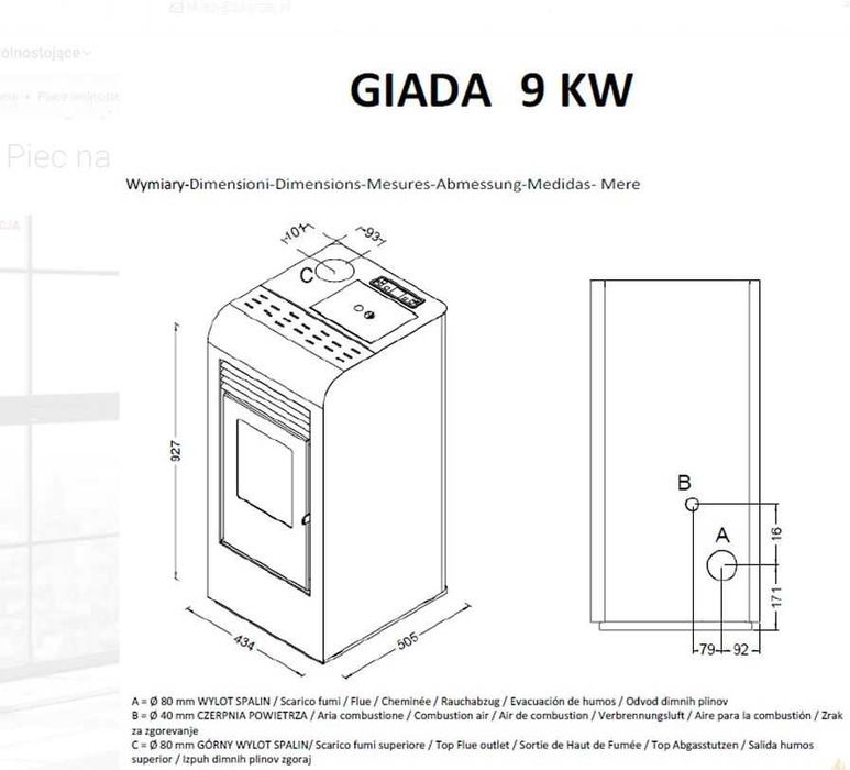 Piecyk na pellet Giada 9 kW + pilot