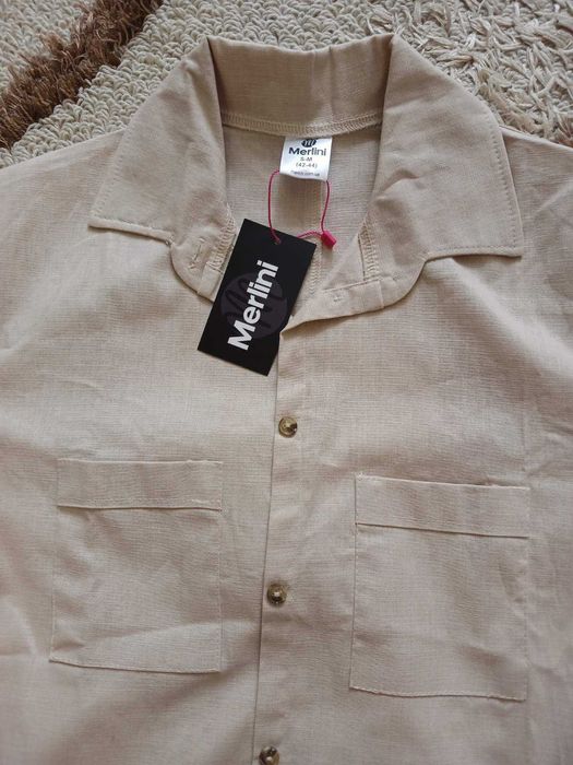 Новий льняний костюм з брюками палаццо та сорочкою