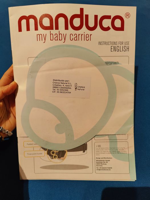 Mochila Manduca verde seco e azul cinza