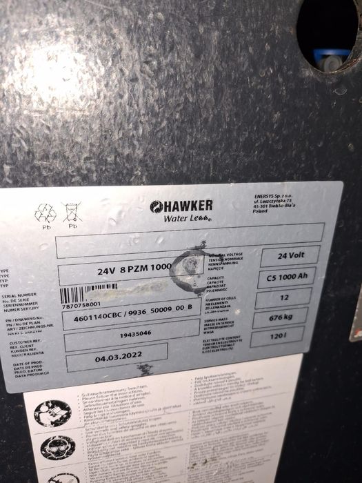Bateria trakcyjna 24V 1000Ah 625Ah