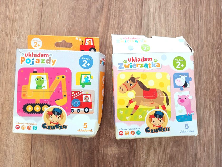 pierwsze puzzle układam pojazdy zwierzątka 2+ czuczu 5 układanek 24m