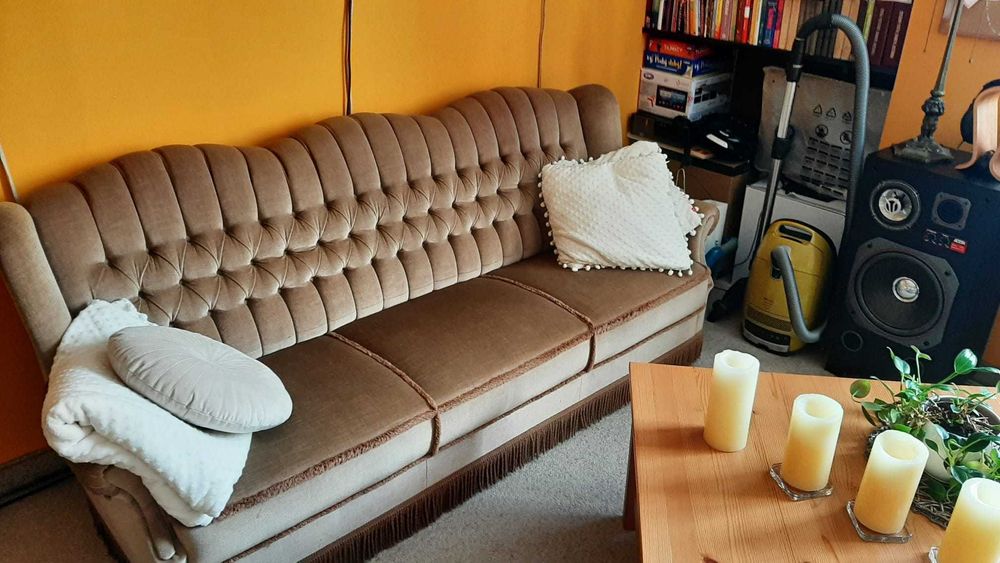 Zestaw mebli vintage, sofa + fotele