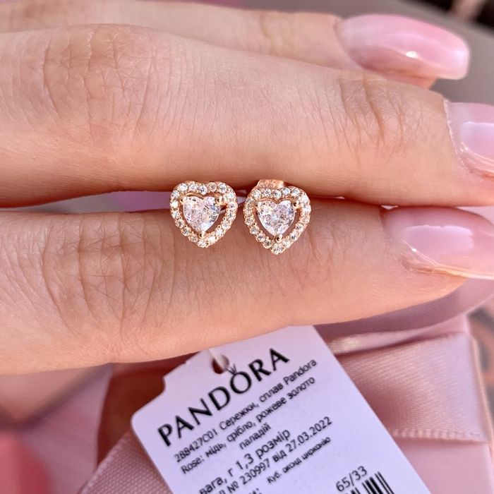 Сережки Pandora Пандора/ Серьги Pandora оригінал/ нові позолота пусети