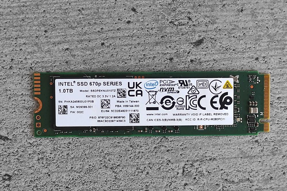 Накопичувач SSD Intel 670P 1Tb M.2 2280 PCIE Gen3 x4 NVME QLC 100%