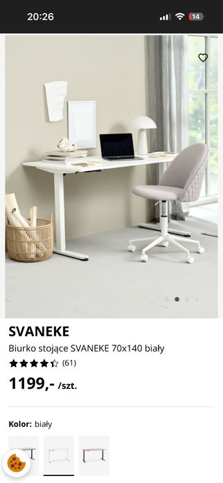 Biurko regulowane jysk svaneke białe
