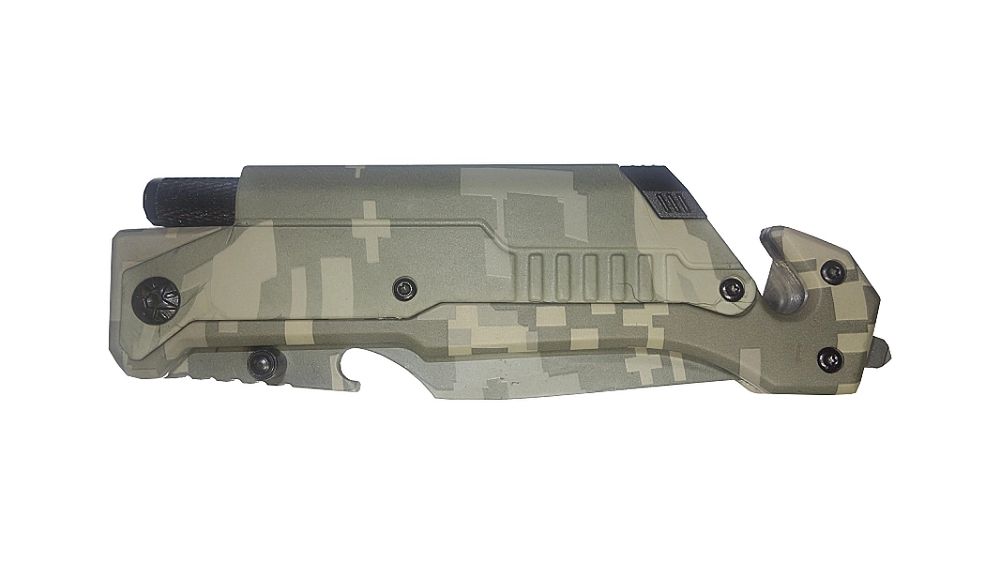 Nóż ratunkowy bezpieczeństwa 6w1 camo/moro Kandar