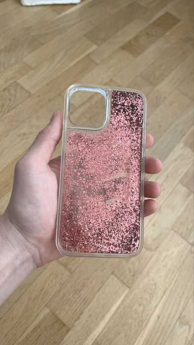 Продам чохол із плаваючими блискітками iPhone 12 ProMax рожевий